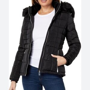 Calvin Klein puffer with fur trim on hoodie